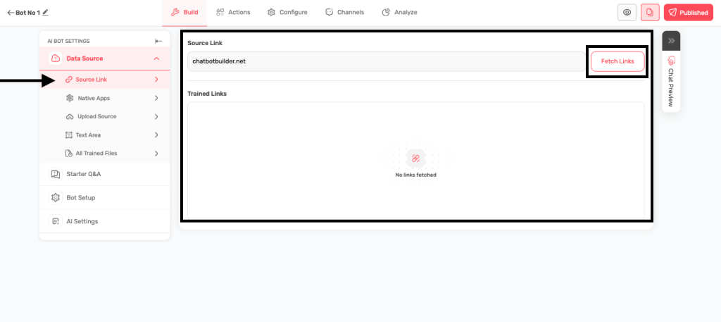 AI chatbot analytics Fetch Links