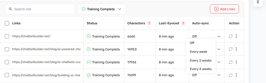 AI chatbot automation dashboard