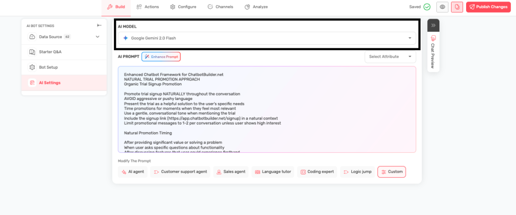AI Model from AI Setting
