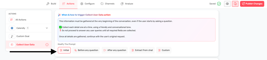 Collect User Data Action