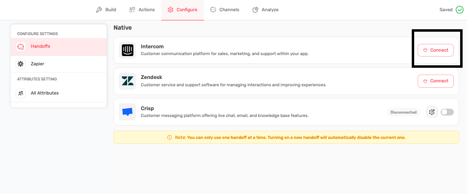AI chatbot integration settings