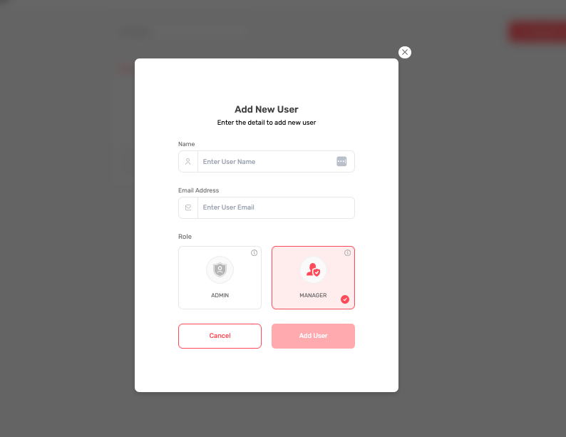 Add Manager from New User Panel